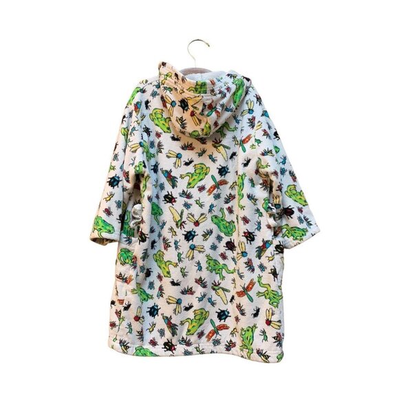 Vintage 90s Child's Terry Cloth Robe Frogs & Insects Print - Picture 2 of 4